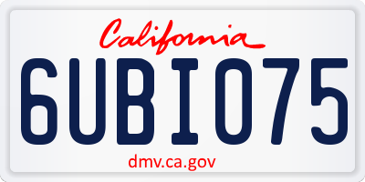 CA license plate 6UBI075