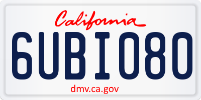 CA license plate 6UBI080