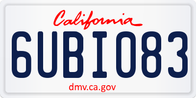 CA license plate 6UBI083