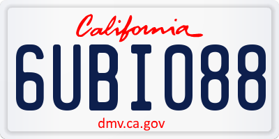 CA license plate 6UBI088