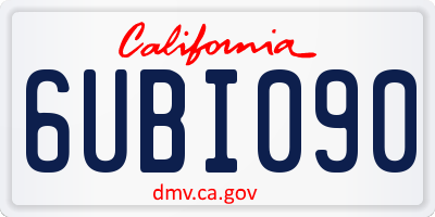 CA license plate 6UBI090