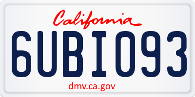 CA license plate 6UBI093