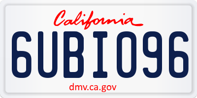 CA license plate 6UBI096