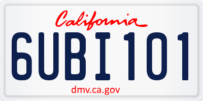 CA license plate 6UBI101