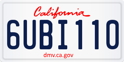 CA license plate 6UBI110