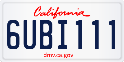 CA license plate 6UBI111