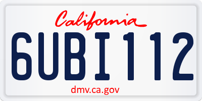 CA license plate 6UBI112