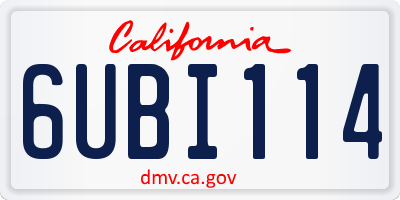 CA license plate 6UBI114