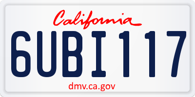 CA license plate 6UBI117