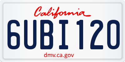 CA license plate 6UBI120