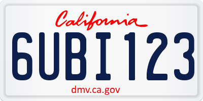 CA license plate 6UBI123