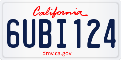 CA license plate 6UBI124
