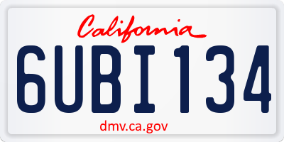 CA license plate 6UBI134