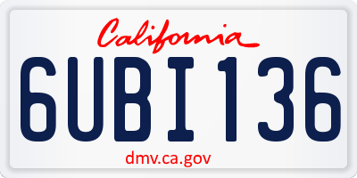 CA license plate 6UBI136