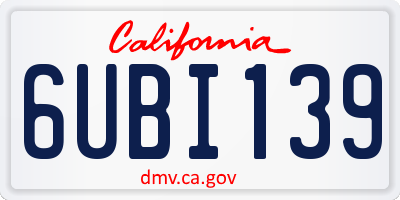 CA license plate 6UBI139