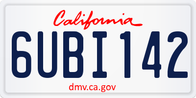 CA license plate 6UBI142
