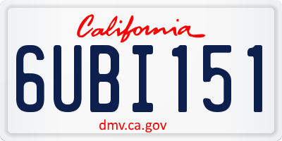 CA license plate 6UBI151