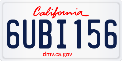 CA license plate 6UBI156