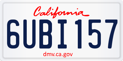 CA license plate 6UBI157