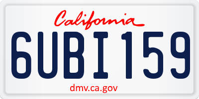 CA license plate 6UBI159