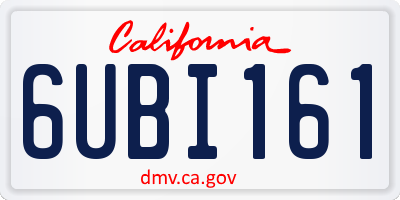CA license plate 6UBI161