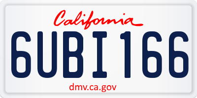 CA license plate 6UBI166