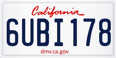 CA license plate 6UBI178