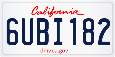 CA license plate 6UBI182