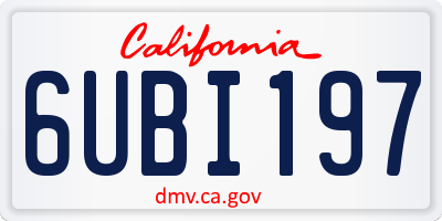 CA license plate 6UBI197