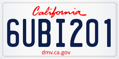 CA license plate 6UBI201