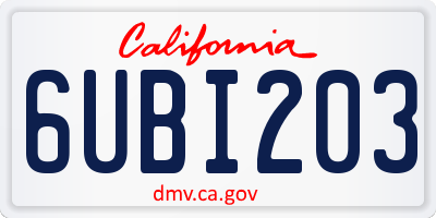 CA license plate 6UBI203