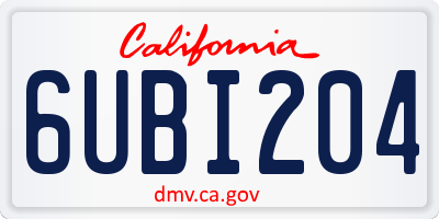 CA license plate 6UBI204