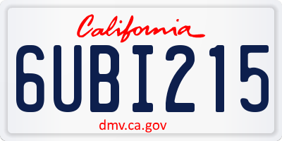 CA license plate 6UBI215