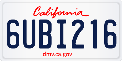 CA license plate 6UBI216