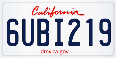 CA license plate 6UBI219
