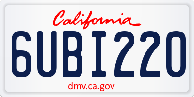 CA license plate 6UBI220