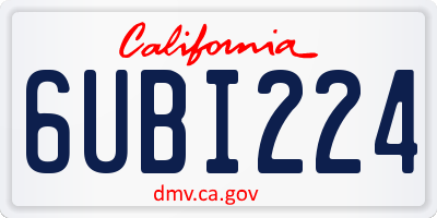 CA license plate 6UBI224
