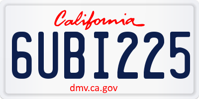 CA license plate 6UBI225