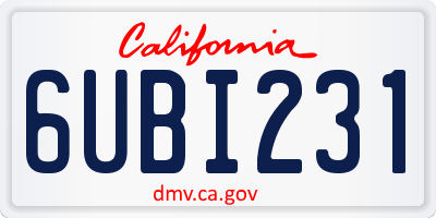 CA license plate 6UBI231