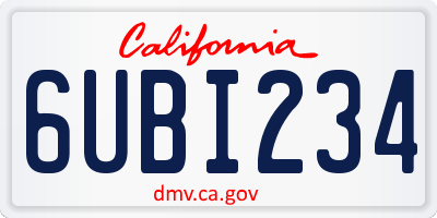 CA license plate 6UBI234