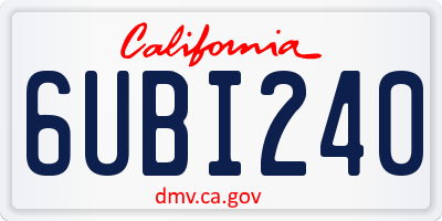 CA license plate 6UBI240