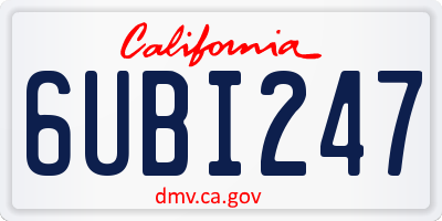 CA license plate 6UBI247