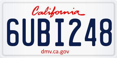 CA license plate 6UBI248