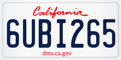 CA license plate 6UBI265