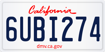 CA license plate 6UBI274