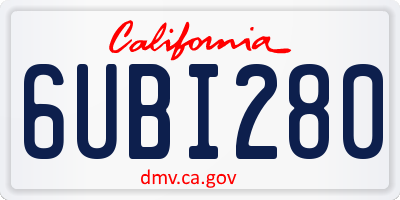 CA license plate 6UBI280