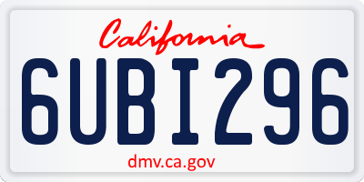 CA license plate 6UBI296