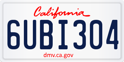 CA license plate 6UBI304