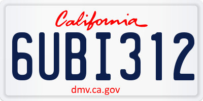 CA license plate 6UBI312