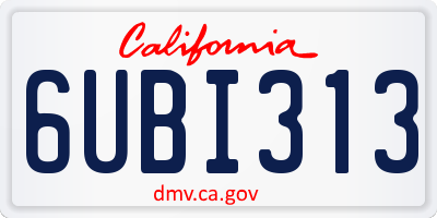 CA license plate 6UBI313